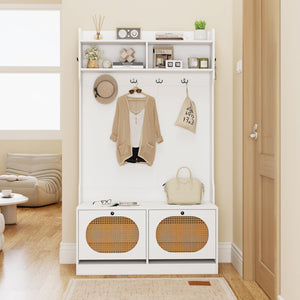 4-in-1 Hall Tree with Bench & Shoe Storage