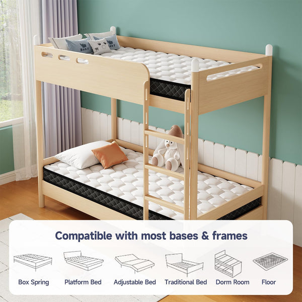 Twin Pillow Top Memory Foam Mattress – Medium Firm, Cooling Gel, 5 Inch