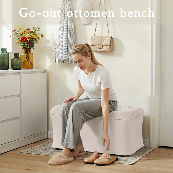 Storage Ottoman Bench with Lid – Tufted Velvet Footrest & Bedroom Chest