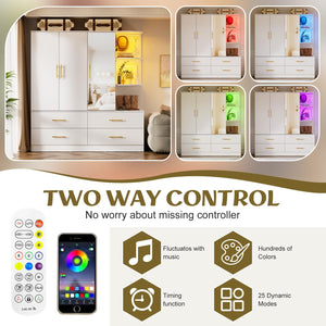 3-Door Armoire Wardrobe with Mirror & LED