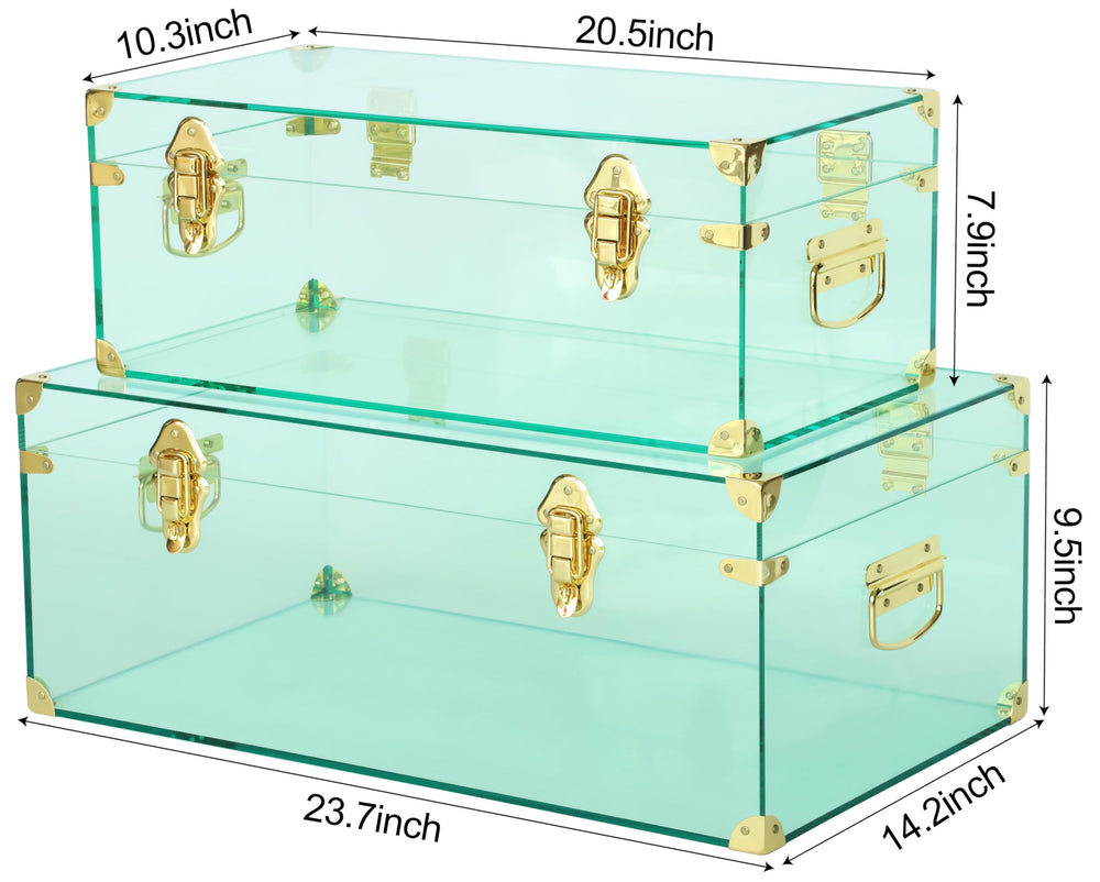 Acrylic Storage Chest Set of 2 with Handles & Hasps