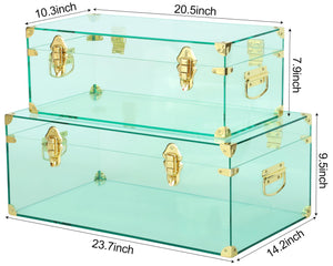 Acrylic Storage Chest Set of 2 with Handles & Hasps