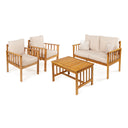 4-Piece Acacia Wood Outdoor Patio Conversation Set with Cushions