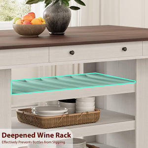 Farmhouse Counter Height Dining Table with Wine Rack & Storage