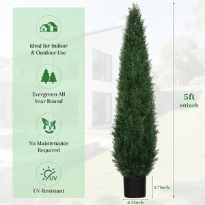 Artificial Cedar Topiary Trees 2 Pack – UV Resistant Indoor Outdoor Faux Cypress Shrubs