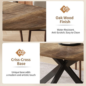 Round to Oval Extendable Dining Table with Metal Frame