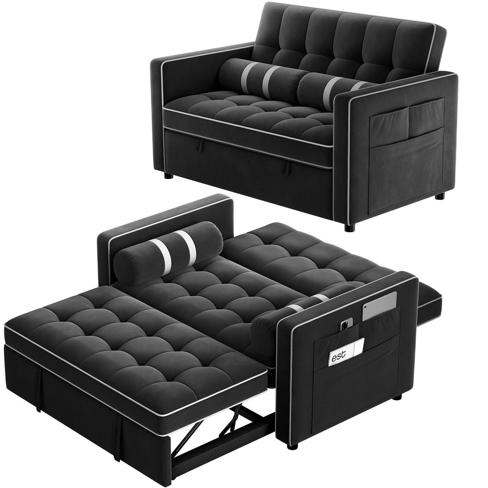 3-in-1 Convertible Sleeper Sofa Bed with USB Ports & Adjustable Backrest
