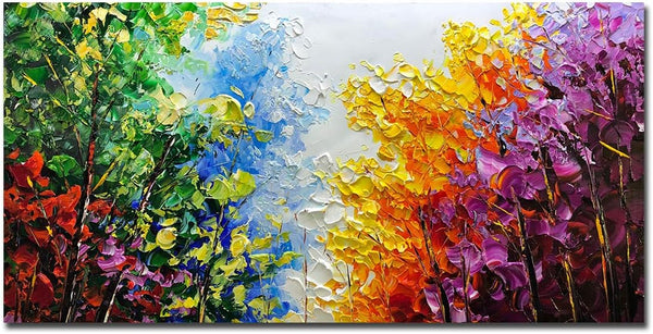 Abstract Tree Canvas Wall Art – Hand-Painted Oil Painting