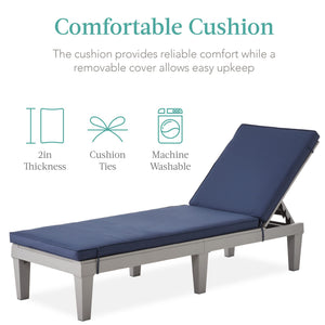 Outdoor Patio Chaise Lounge Chair with Adjustable Backrest & Cushion