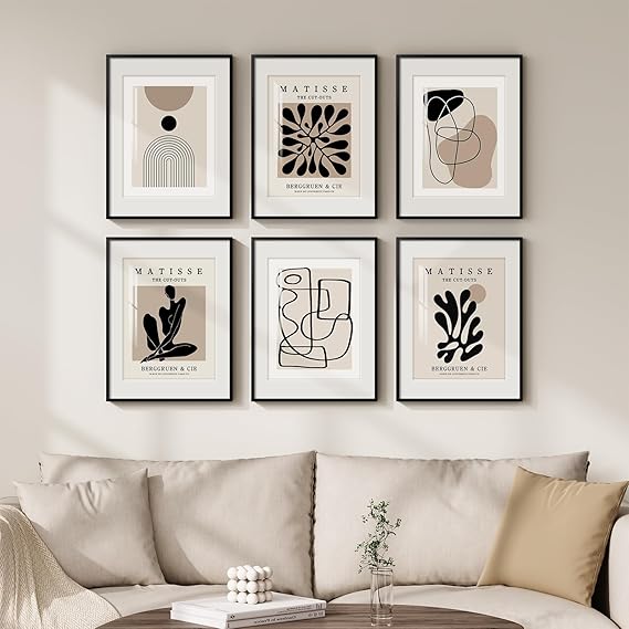 Framed Abstract Wall Art Set of 4 – Black & White Canvas Prints