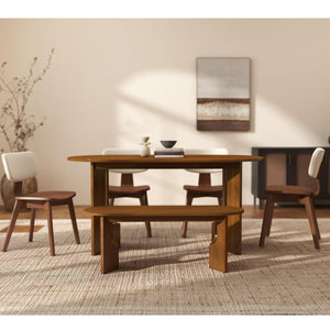 Oval Walnut Wood Dining Table Set
