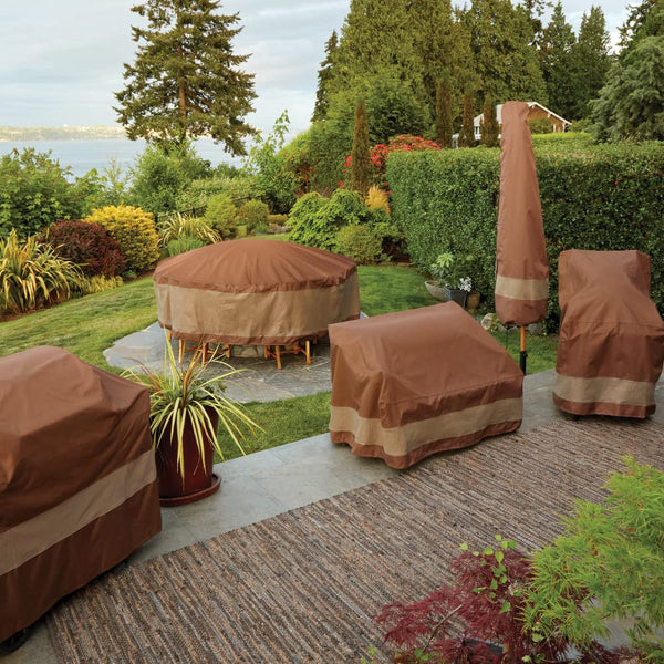 Round Patio Table and Chair Set Cover with Umbrella Hole