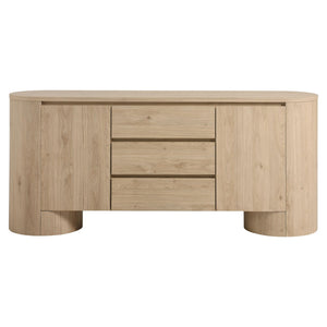 71-Inch Oval Wood Grain Sideboard with Doors and Drawers