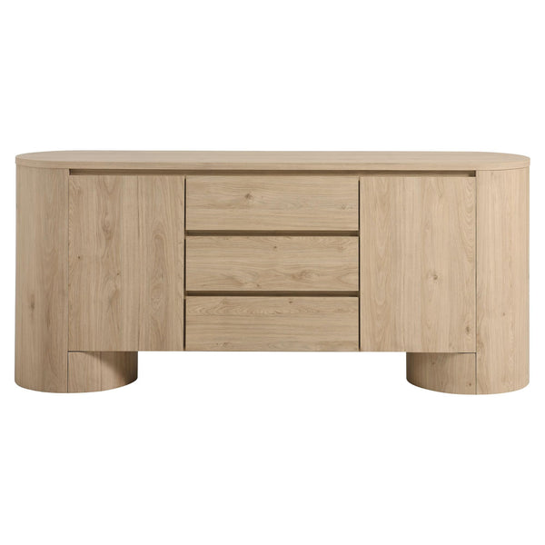 71-Inch Oval Wood Grain Sideboard with Doors and Drawers