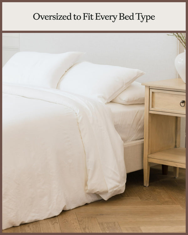 Twin Bamboo Duvet Cover Set – White