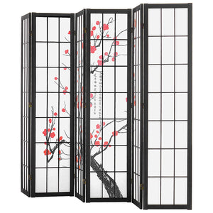 Cherry Blossom Japanese Room Divider Screen – Folding Wood Privacy Panel