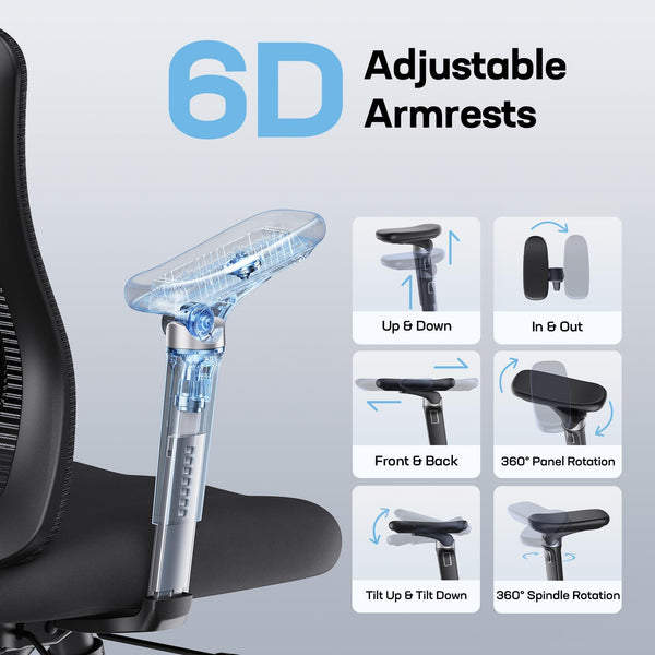 Ergonomic High-Back Office Chair with 6D Armrests