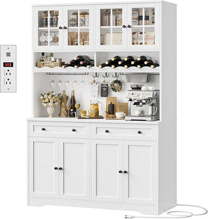 Tall Kitchen Pantry Cabinet with Charging Station