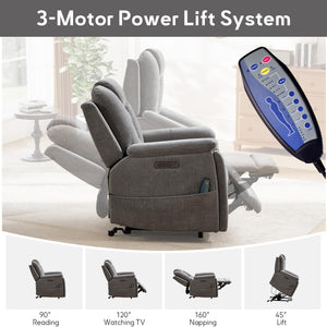 3-Motor Power Lift Recliner Chair with Massage, Heat & Lay Flat