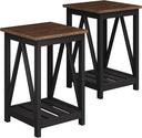 Farmhouse End Table with Storage Shelf – 2 Pack