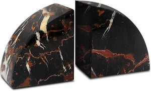 Marble Bookends Set – Polished Stone Book Ends with Non-Slip Base