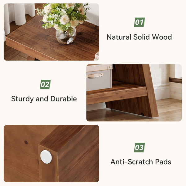 Entryway Bench with Shoe Storage – 2-Tier Solid Wood