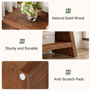 2-Tier Solid Wood Entryway Bench