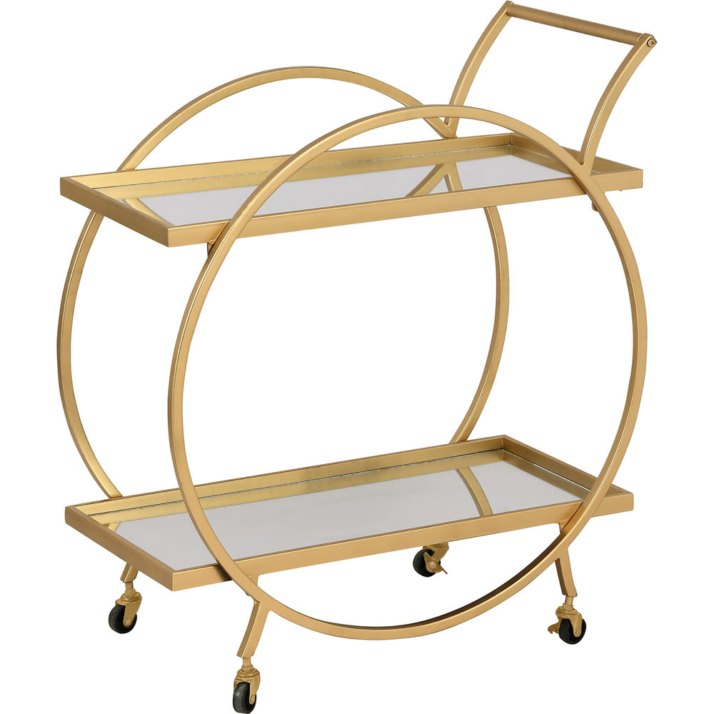 2-Tier Rolling Bar Cart with Mirror Shelves