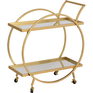 2-Tier Rolling Bar Cart with Mirror Shelves