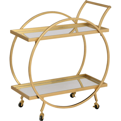 2-Tier Rolling Bar Cart with Mirror Shelves