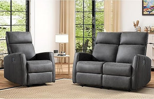 3-Seat Wall-Hugger Reclining Sofa – Grey Fabric