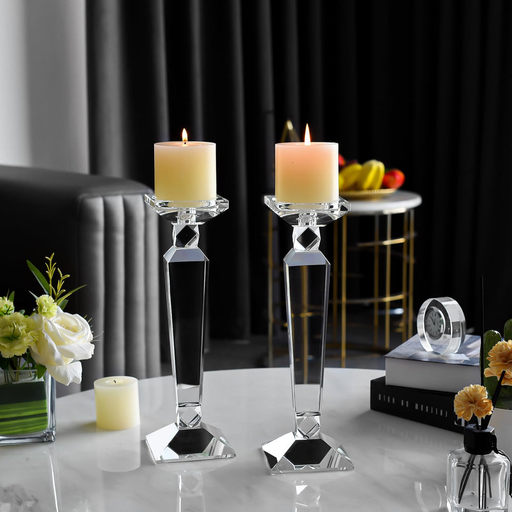 K9 Crystal Candle Holders Set of 2 — Taper & Pillar Candlestick Holders