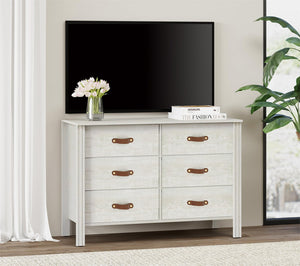 6-Drawer Dresser with Fabric Drawers – Off White