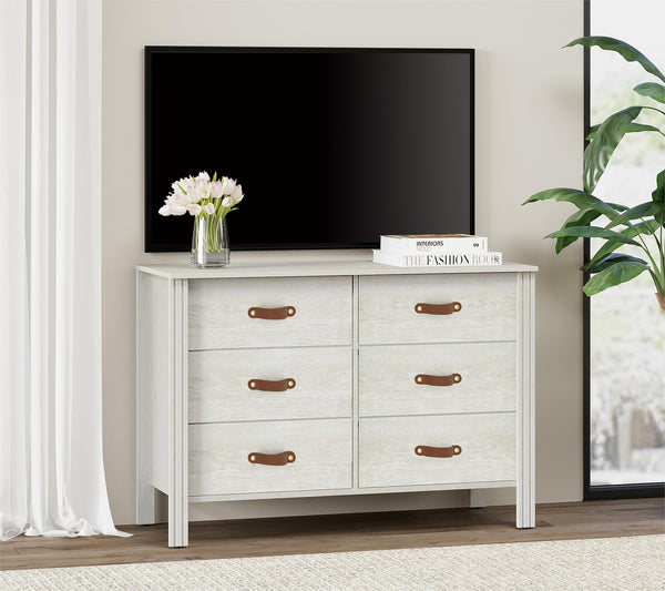 6-Drawer Dresser with Fabric Drawers – Off White