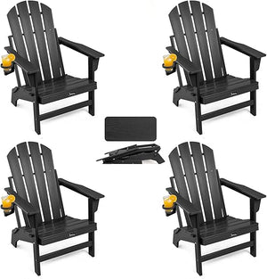 Folding Adirondack Chair – HDPE, All-Weather, with Cup Holder