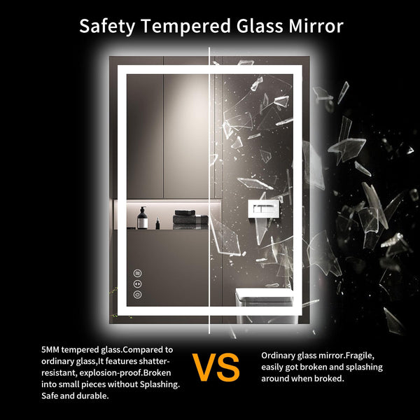 LED Bathroom Mirror with Lights – Anti-Fog, Dimmable, Backlit & Front Lit, 32"L x 24"W