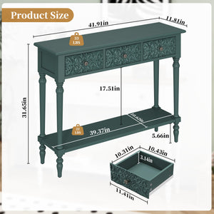 Console Table with 3 Drawers & Open Shelf