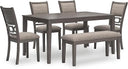 6-Piece Upholstered Dining Table Set with Bench
