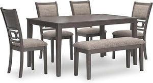6-Piece Upholstered Dining Table Set with Bench