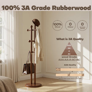 Freestanding Wooden Coat Rack Tree