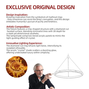 Gold Ring LED Pendant Light – Dimmable Geometric Chandelier
