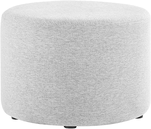 Round Woven Fabric Ottoman with Legs