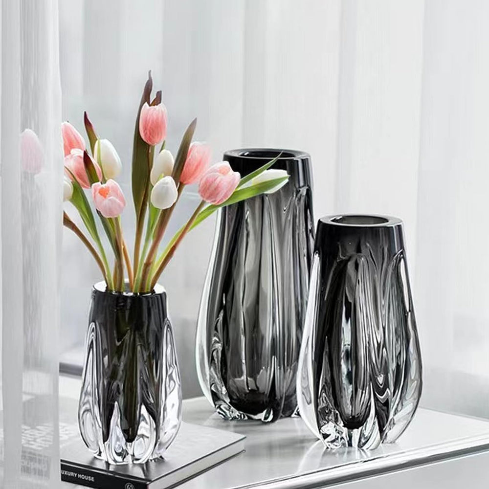 Ceramic Decorative Vase Set — Black & Transparent