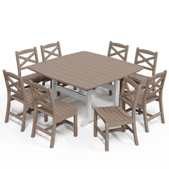 9-Piece HDPE Outdoor Dining Set with Umbrella Hole