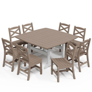 9-Piece HDPE Outdoor Dining Set with Umbrella Hole