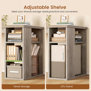L-Shaped Desk with Drawers, Storage Shelves & Power Outlets