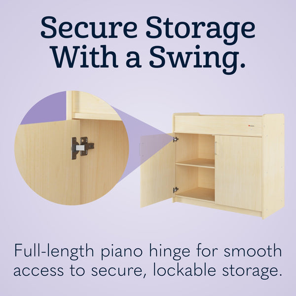 Commercial Daycare Changing Table with Locking Cabinet and Built-In Shelves