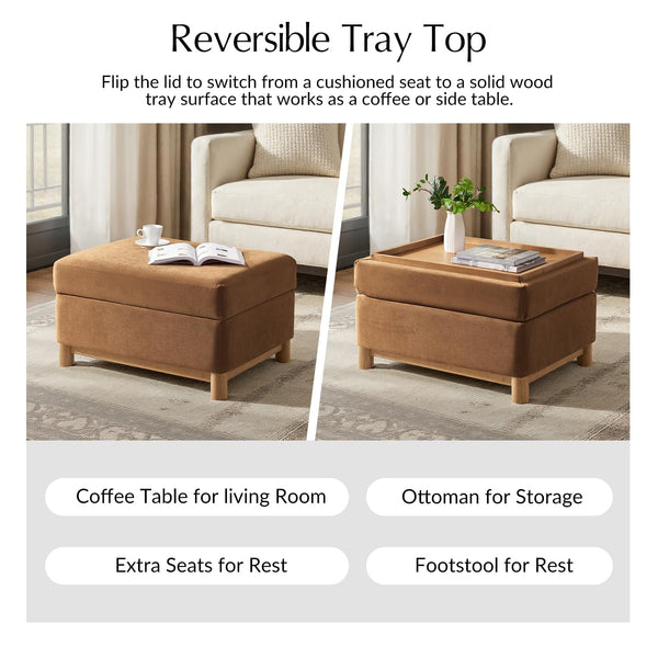 Reversible Lid Storage Ottoman Coffee Table