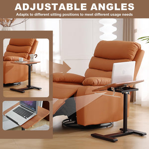 C-Shaped Height-Adjustable Side Table with 360° Rotating Tabletop