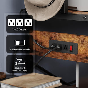 Kitchen Bakers Rack with Power Outlet and Storage Cabinet